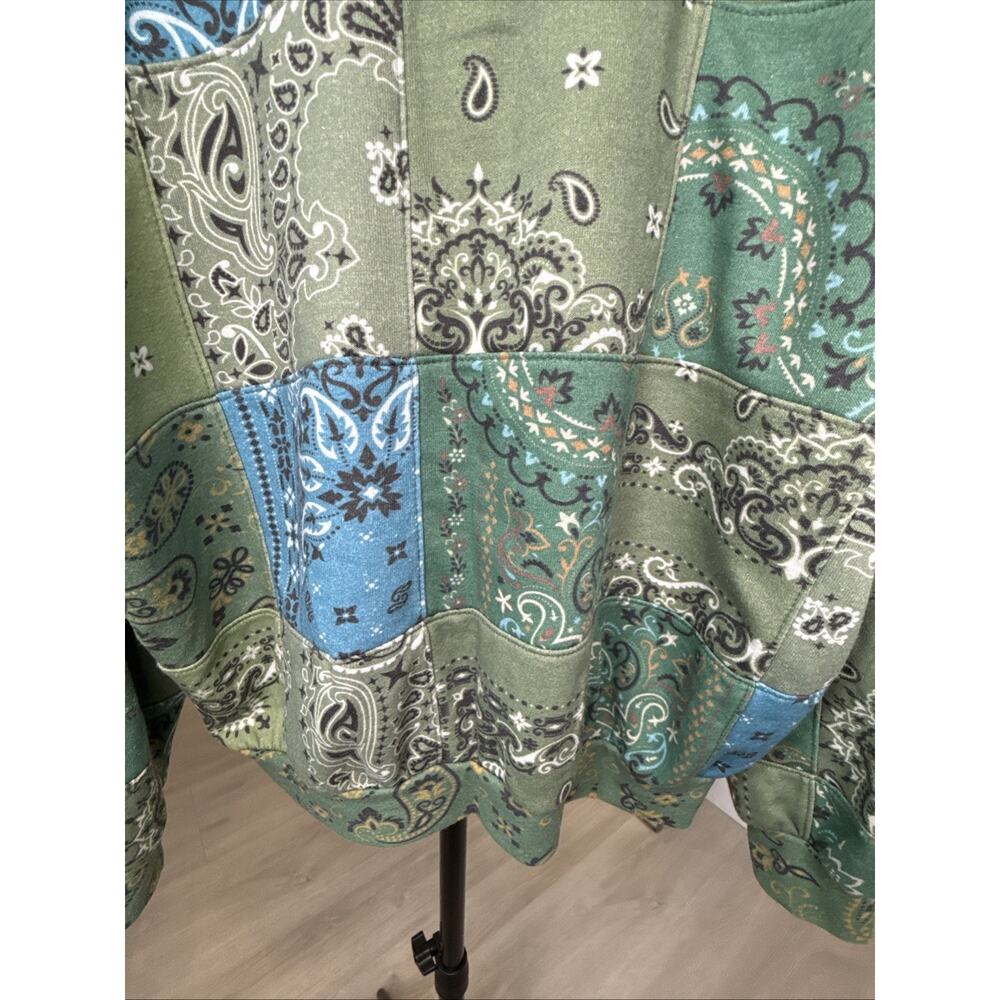 AVIATOR NATION-BANDANA QUILTED Relaxed ZIip Hoodie-Blue-Unisex Medium-Washed 1 x - Picture 13 of 14